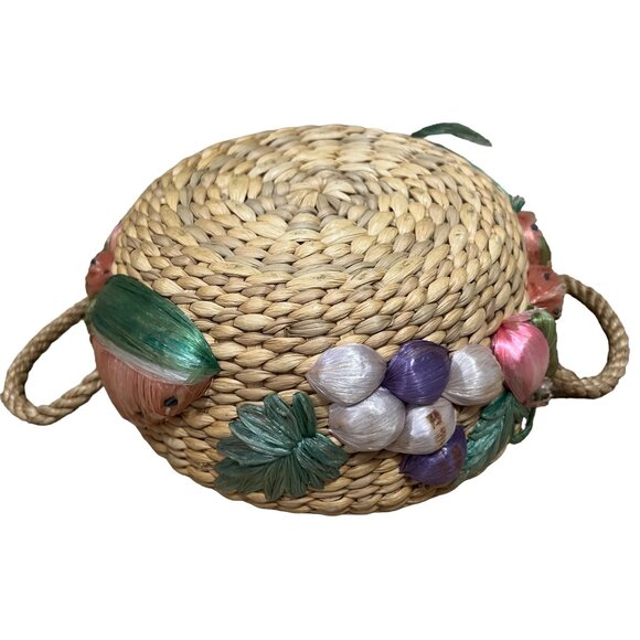 Vintage Anchor Hocking 1 Quart Casserole Baking Dish with Lid and Wicker Woven C - Picture 3 of 16